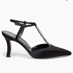 Nine West Black Heels with Rhinestone Strap